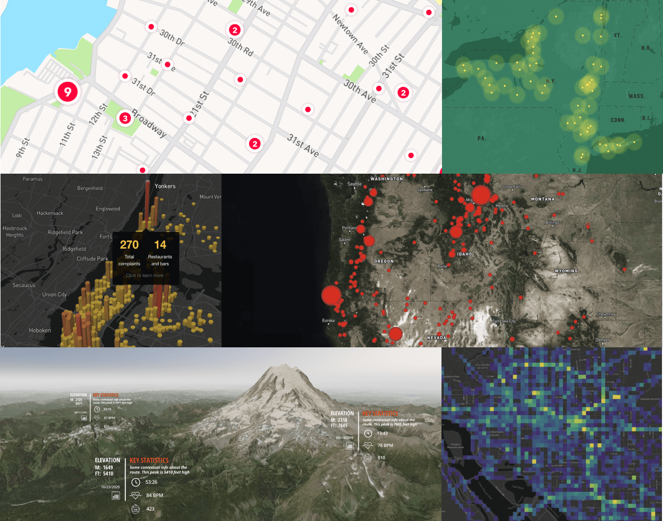 Mapbox GL JS gallery of map images